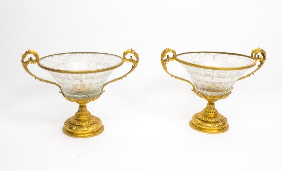 Pair Cut Glass & Gilded Bronze Centrepiece Bowls Fruit Dishes | Ref. no. 02422 a | Regent Antiques